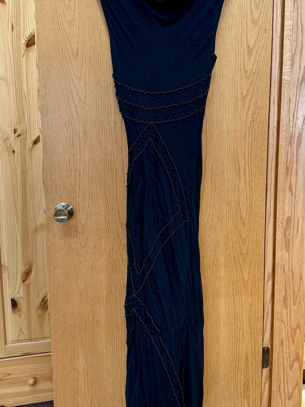 Papillon Black Bias Cut Beaded Maxi Dress